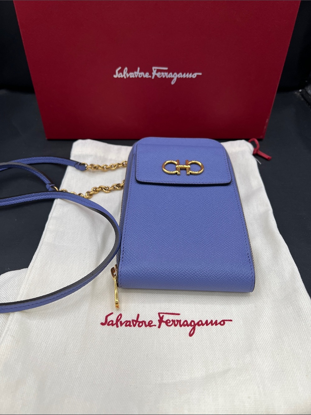 Salvatore Ferragamo Violet Gancini Leather Crossbody Bag